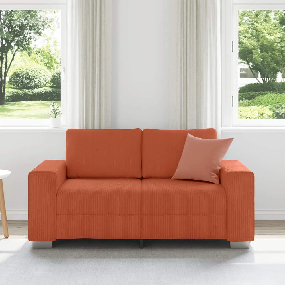 Dvivietė sofa, raudonai oranžinė, 160x77x82 cm, velvetas, audinys