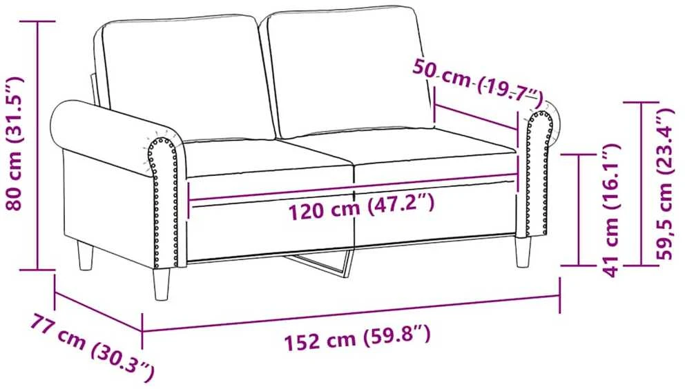 Dvivietė sofa, raudonojo vyno spalvos, 120cm, dirbtinė oda