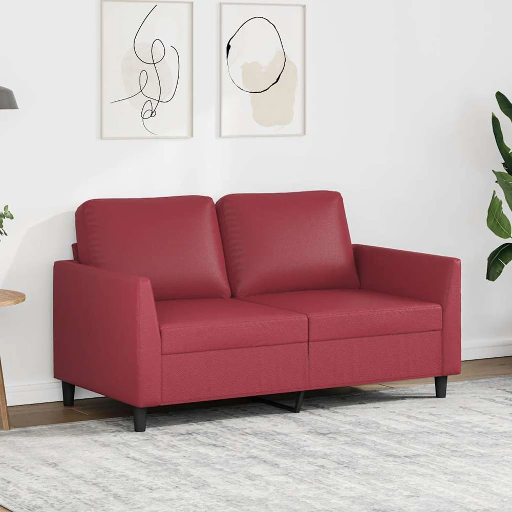 Dvivietė sofa, raudonojo vyno spalvos, 120cm, dirbtinė oda