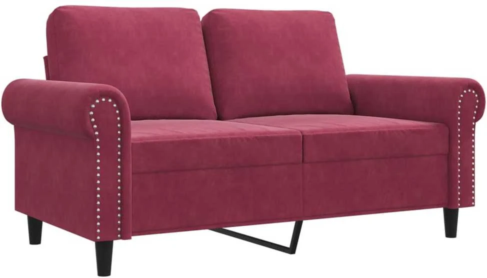 Dvivietė sofa, raudonojo vyno spalvos, 120cm, aksomas