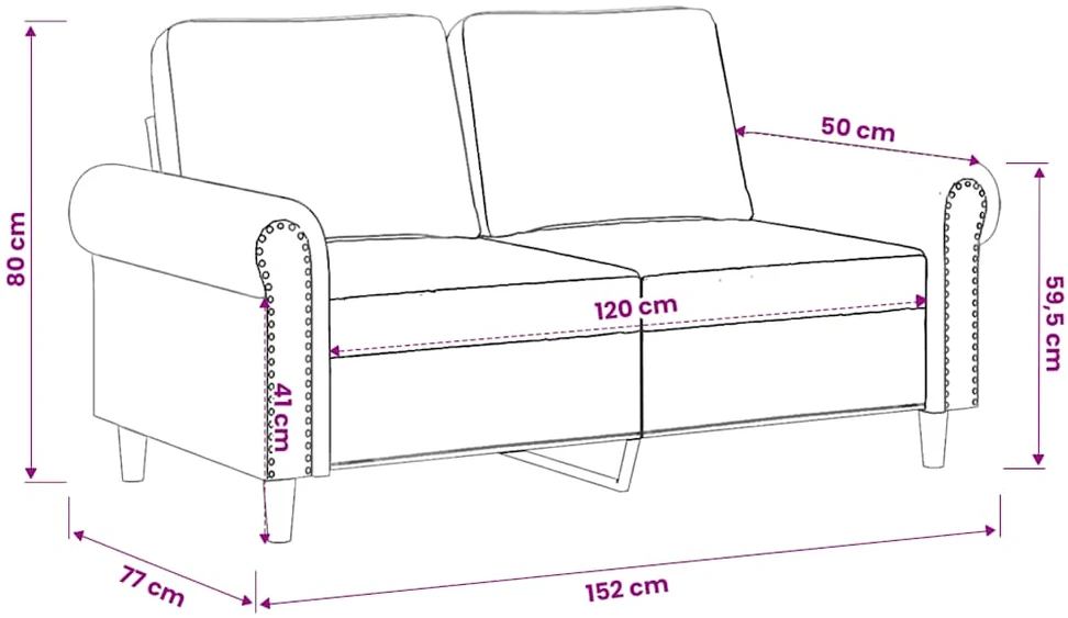 Dvivietė sofa, raudonojo vyno spalvos, 120cm, aksomas
