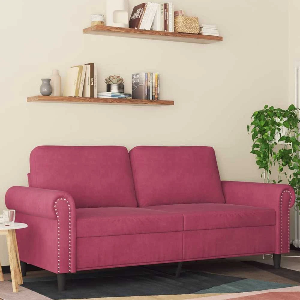 Dvivietė sofa, raudonojo vyno spalvos, 140cm, aksomas
