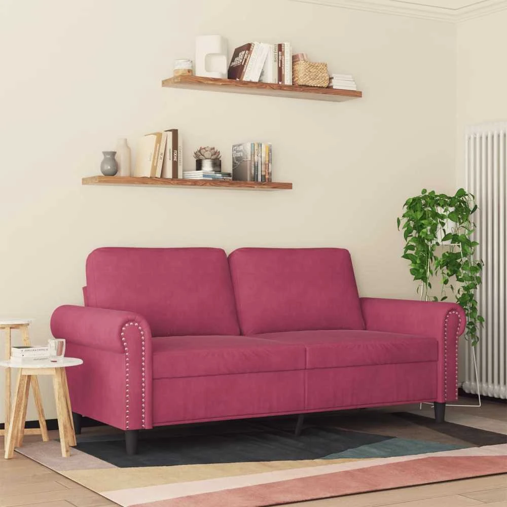 Dvivietė sofa, raudonojo vyno spalvos, 140cm, aksomas