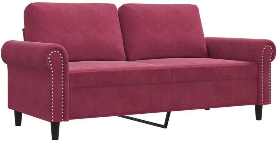 Dvivietė sofa, raudonojo vyno spalvos, 140cm, aksomas