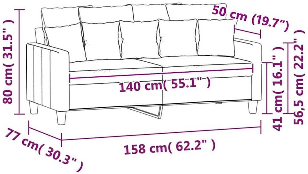 Dvivietė sofa, raudonojo vyno spalvos, 140cm, audinys