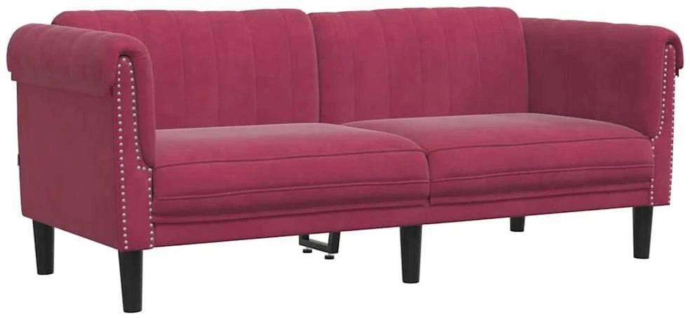Dvivietė sofa, raudonojo vyno spalvos, aksomas