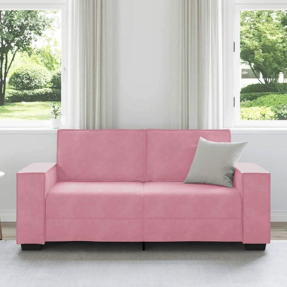 Dvivietė sofa, rožinė, 180x78x84 cm, aksomas