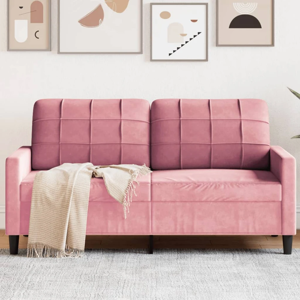 Dvivietė sofa, rožinės spalvos, 140cm, aksomas