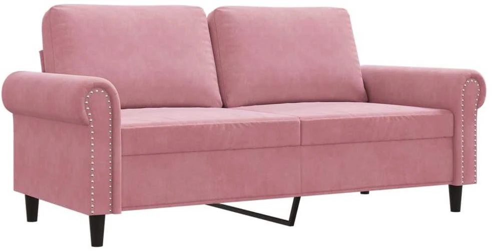 Dvivietė sofa, rožinės spalvos, 140cm, aksomas