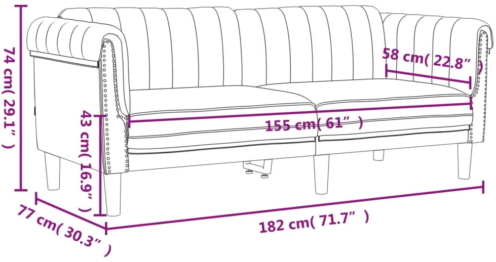 Dvivietė sofa, rožinės spalvos, aksomas