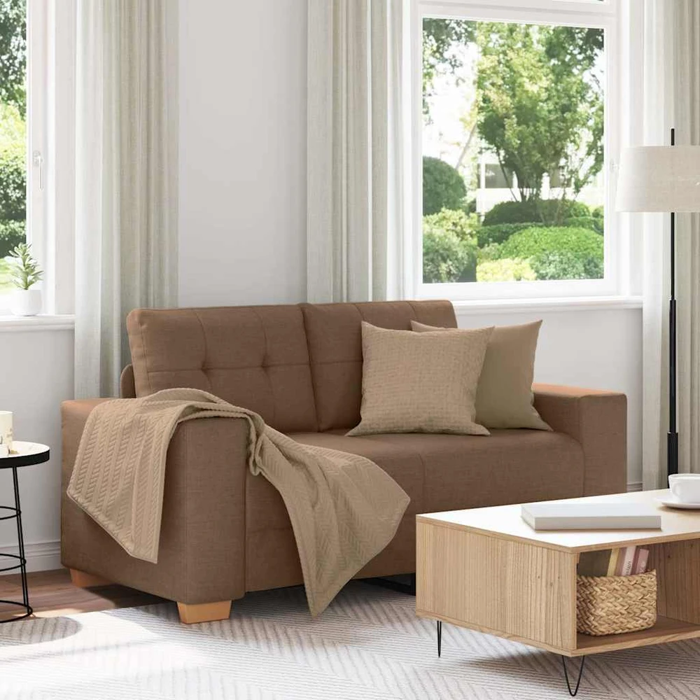 Dvivietė sofa, ruda, 160x77x82 cm, audinys
