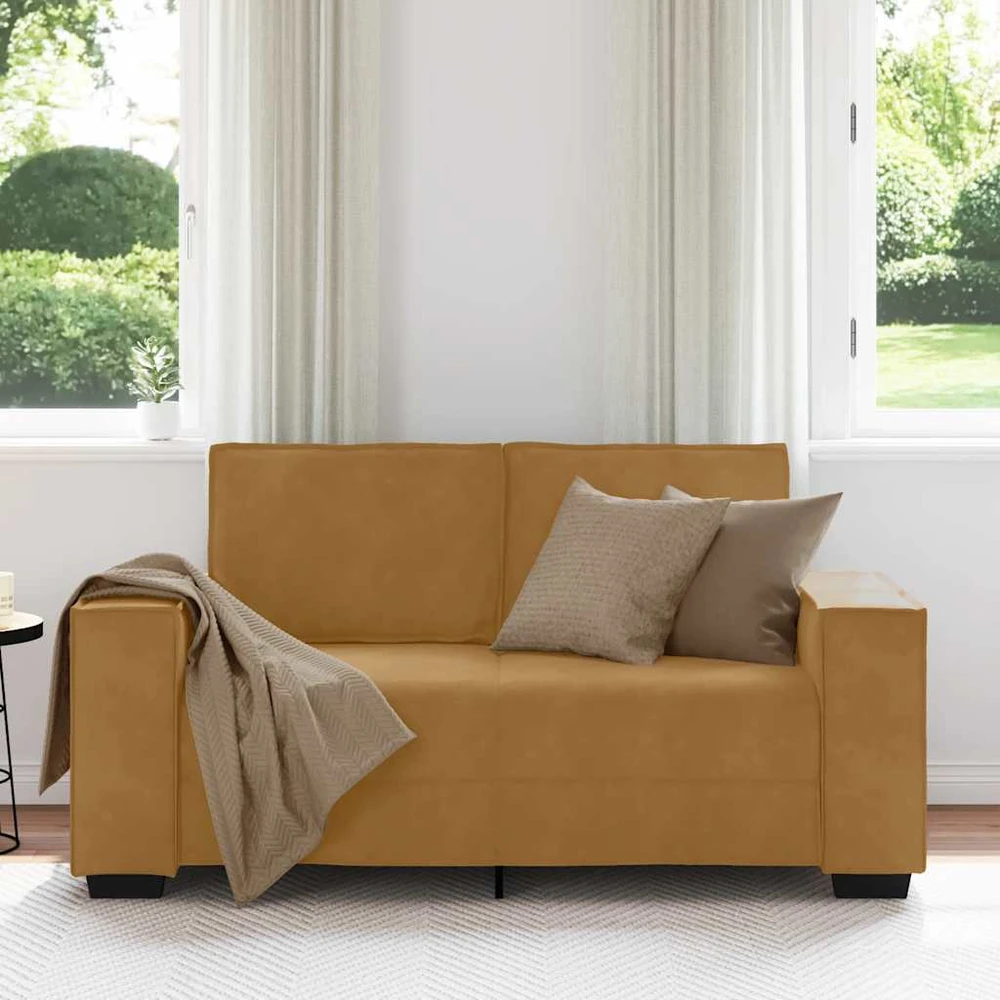 Dvivietė sofa, ruda, 160x78x84 cm, aksominė