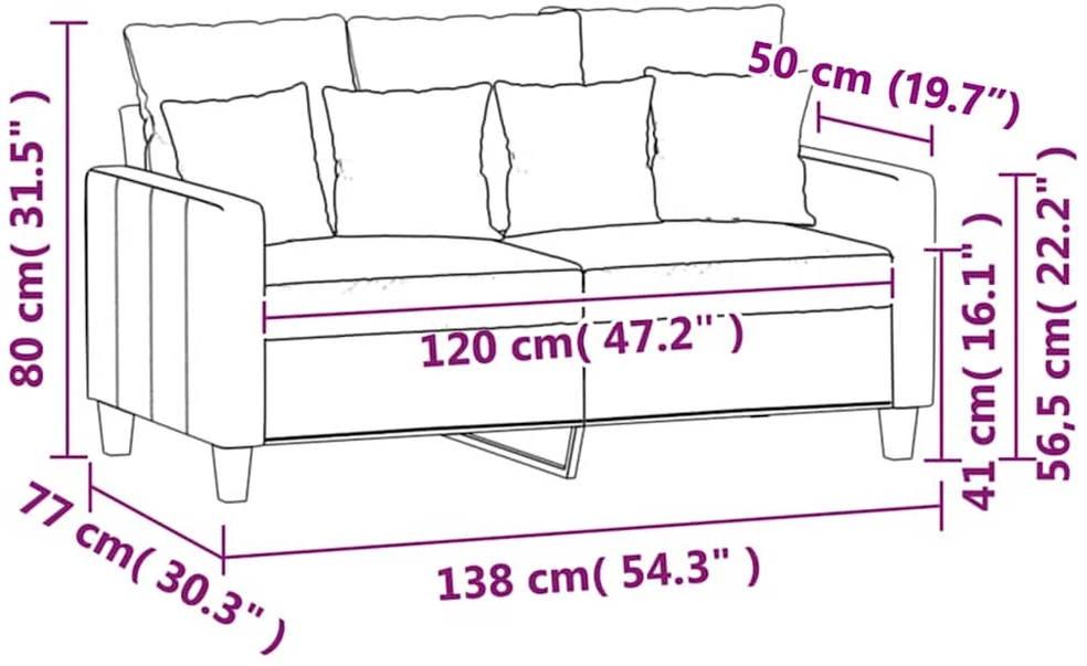 Dvivietė sofa, rudos spalvos, 120cm, aksomas