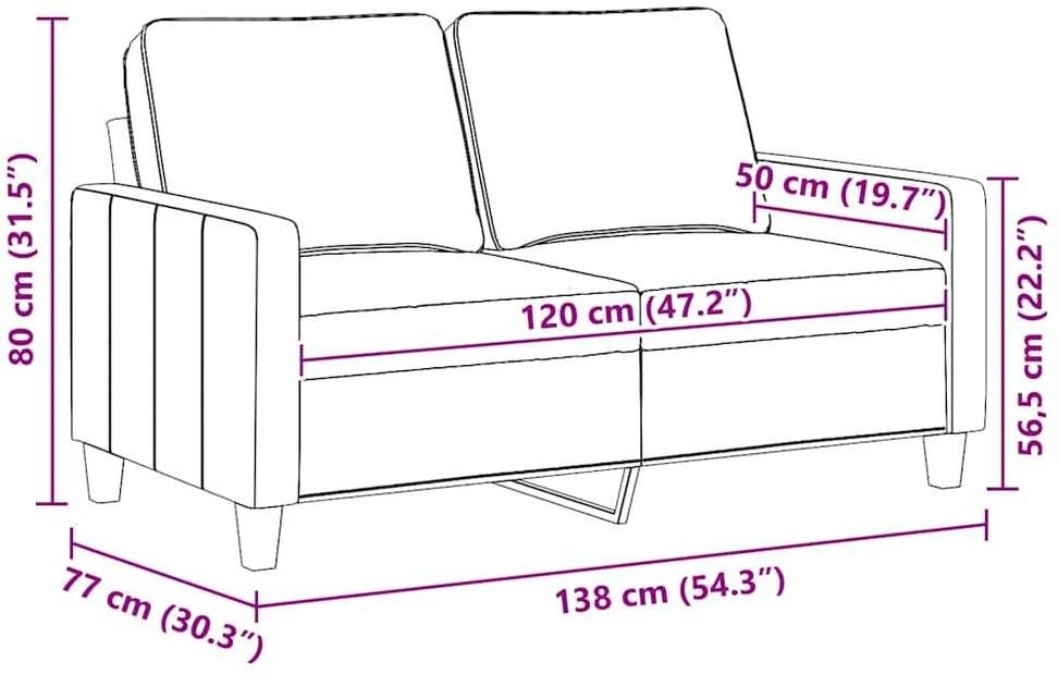Dvivietė sofa, rudos spalvos, 120cm, audinys