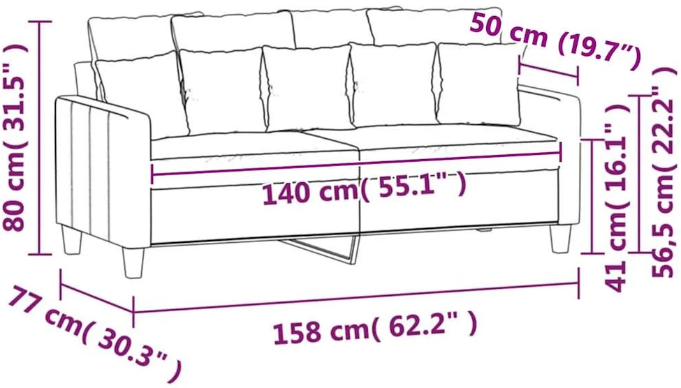 Dvivietė sofa, rudos spalvos, 140cm, aksomas