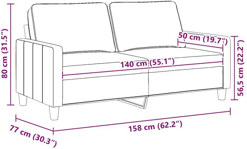 Dvivietė sofa, rudos spalvos, 140cm, audinys