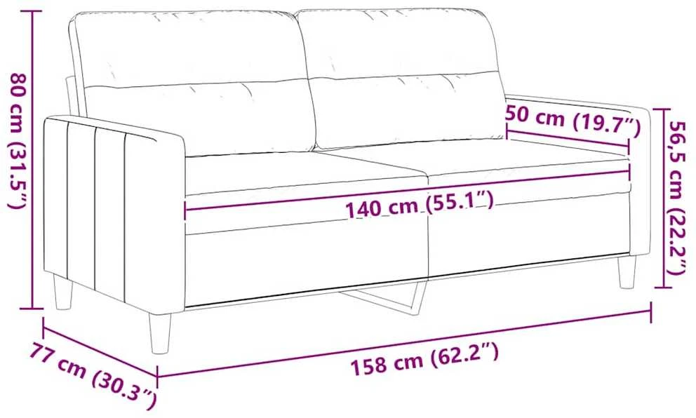 Dvivietė sofa, rudos spalvos, 140cm, audinys