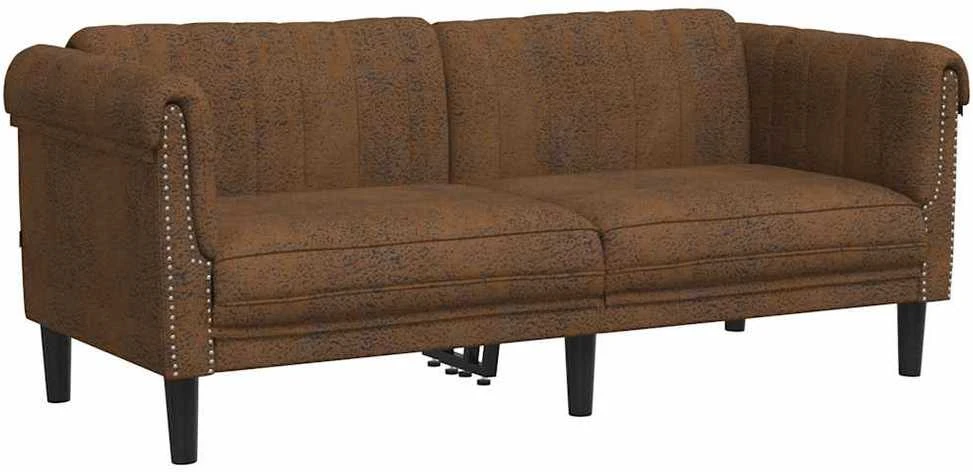 Dvivietė sofa, rudos spalvos, dirbtinė versta oda