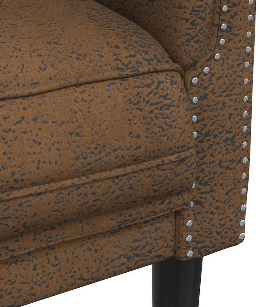 Dvivietė sofa, rudos spalvos, dirbtinė versta oda