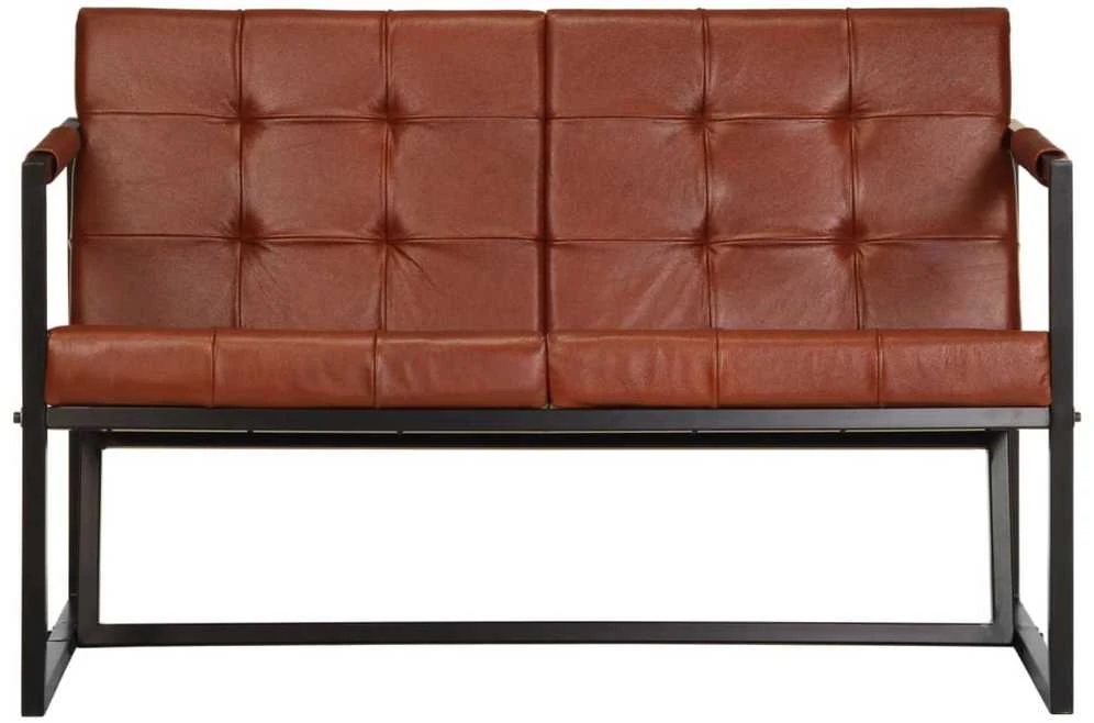 Dvivietė sofa, rudos spalvos, tikra ožkos oda