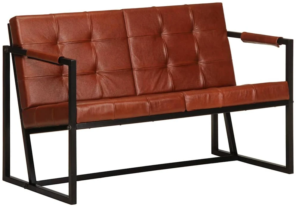 Dvivietė sofa, rudos spalvos, tikra ožkos oda