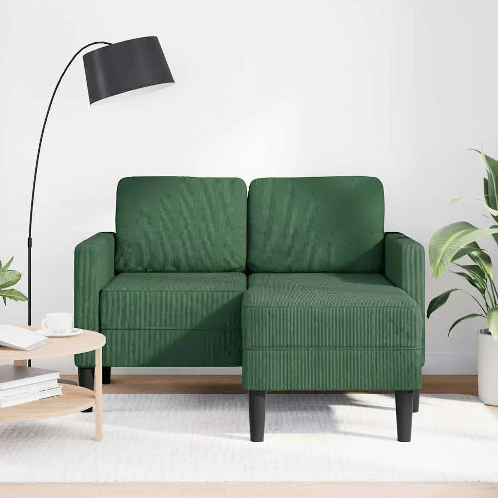 dvivietė sofa su gultu L formos tamsiai žalia 125 cm linas