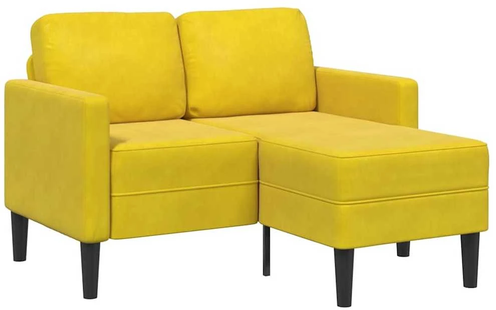 dvivietė sofa su gultu L formos geltona 125 cm aksomas