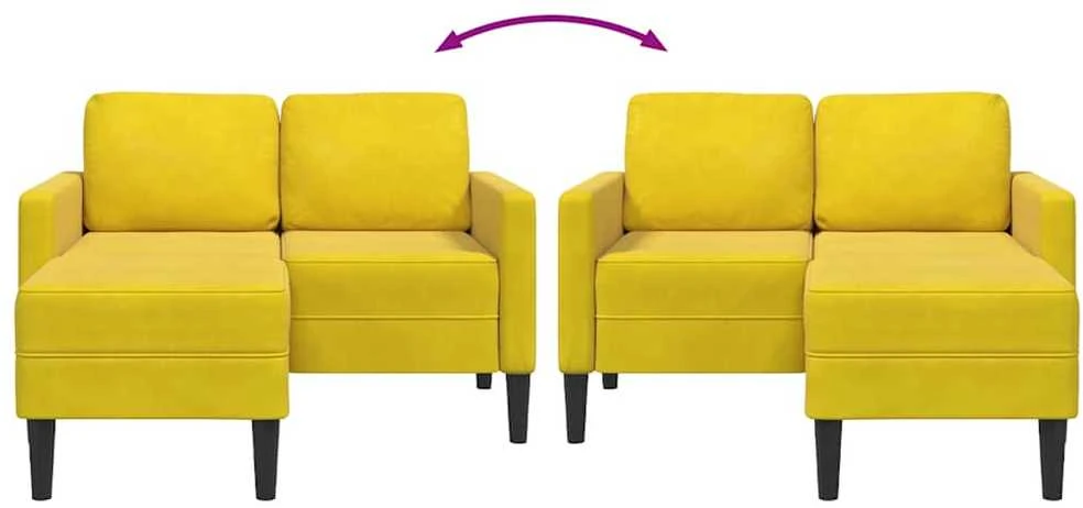 dvivietė sofa su gultu L formos geltona 125 cm aksomas