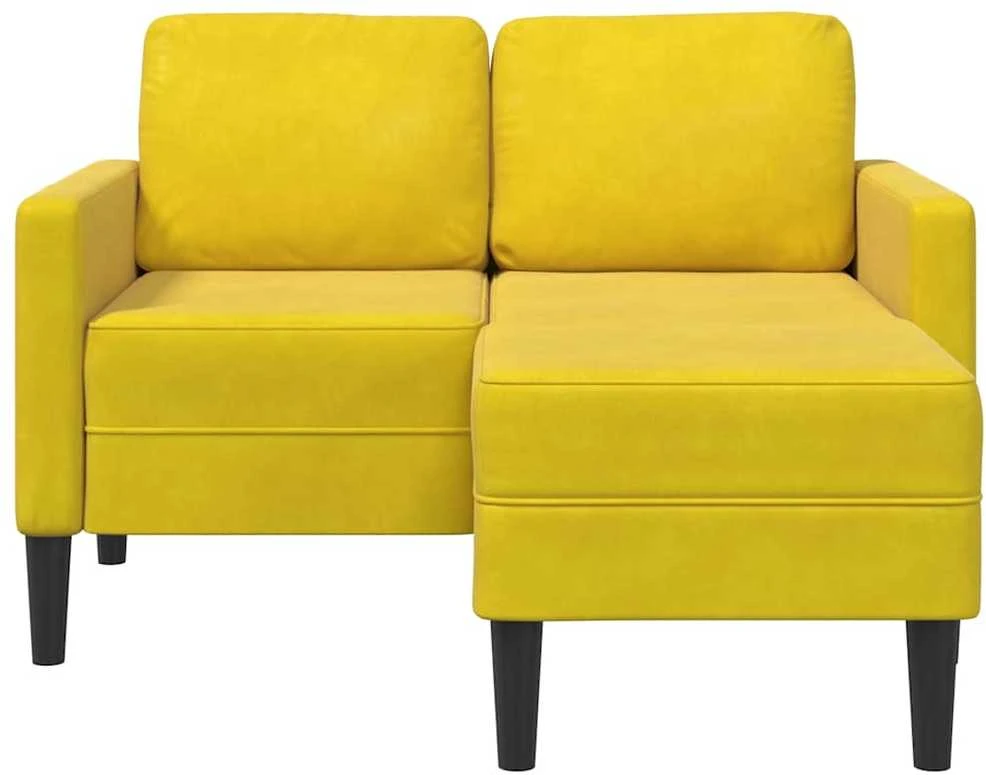dvivietė sofa su gultu L formos geltona 125 cm aksomas