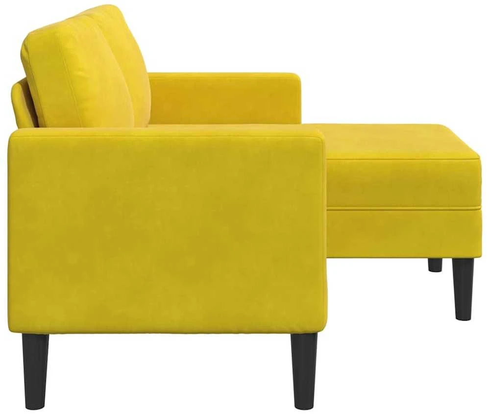 dvivietė sofa su gultu L formos geltona 125 cm aksomas