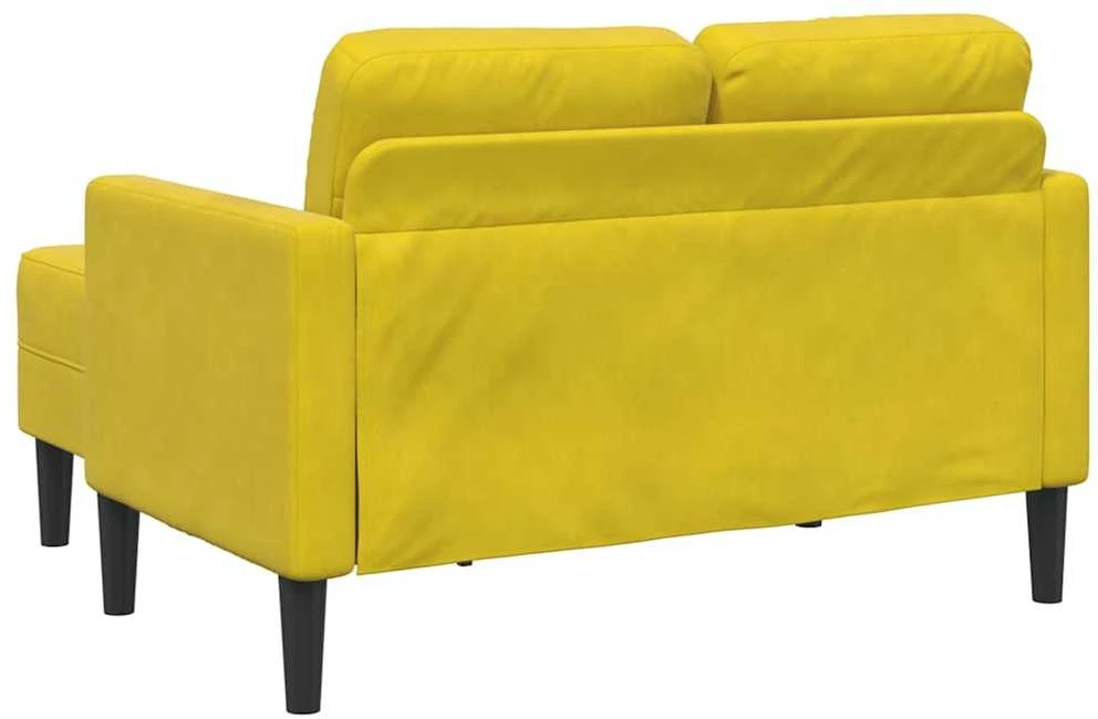 dvivietė sofa su gultu L formos geltona 125 cm aksomas