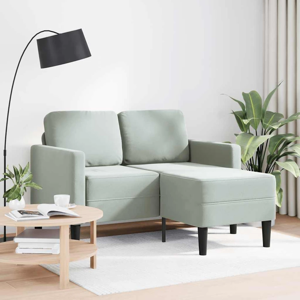 dvivietė sofa su gultu L formos šviesiai pilka 125 cm Velvet