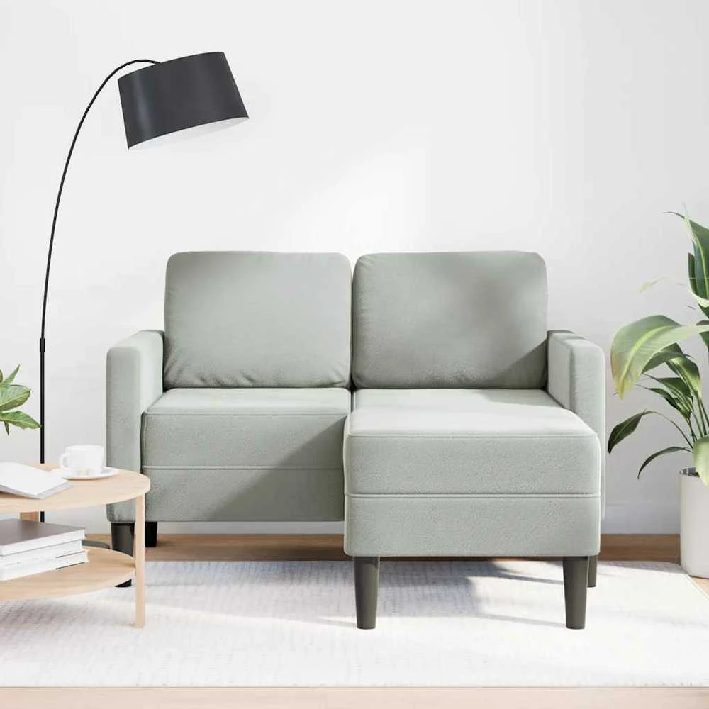 dvivietė sofa su gultu L formos šviesiai pilka 125 cm Velvet