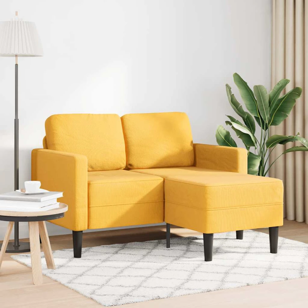 dvivietė sofa su gultu L formos šviesiai geltona 125cm patalynė