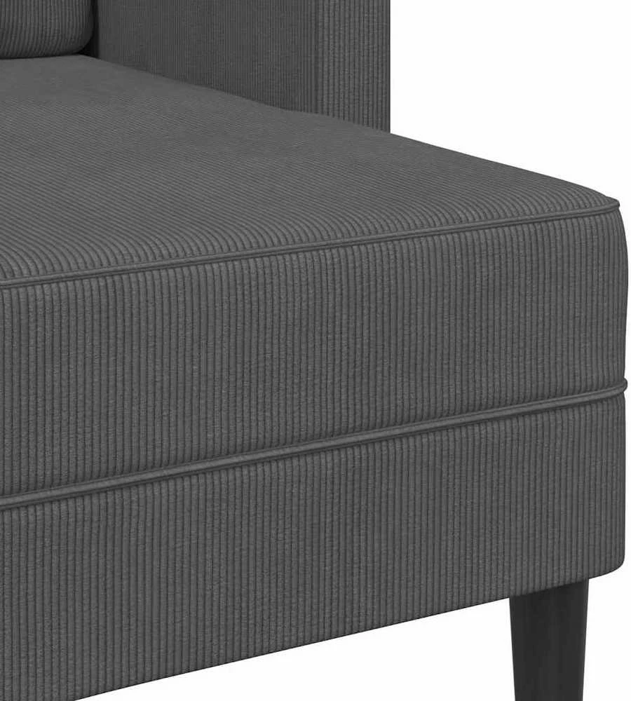 Dvivietė sofa su šezlongu, L formos, tamsiai pilka, 125 cm, linas