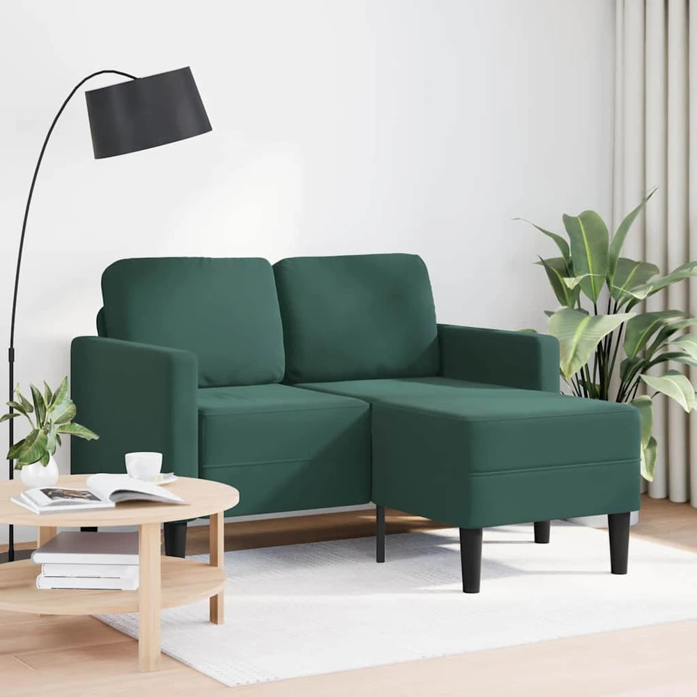 dvivietė sofa su gultu L formos tamsiai žalia 125 cm aksomas