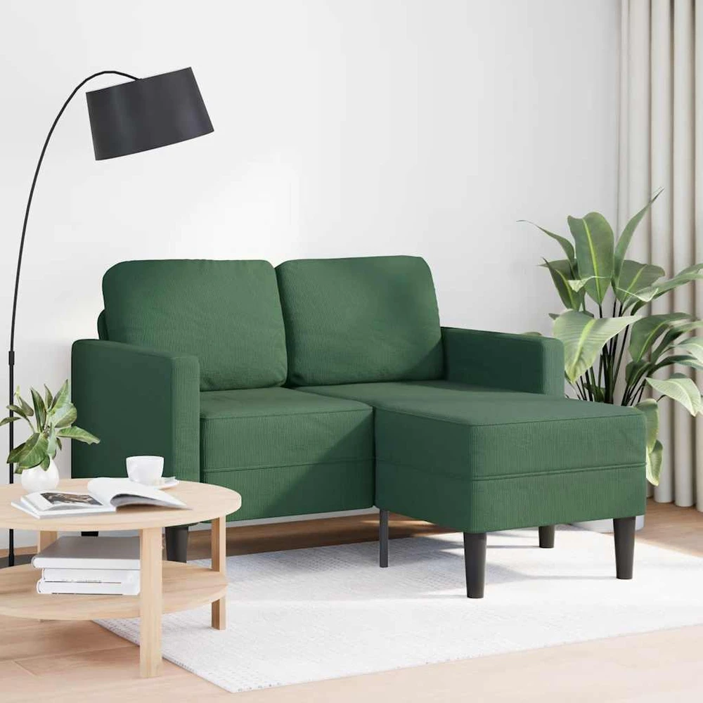 dvivietė sofa su gultu L formos tamsiai žalia 125 cm linas