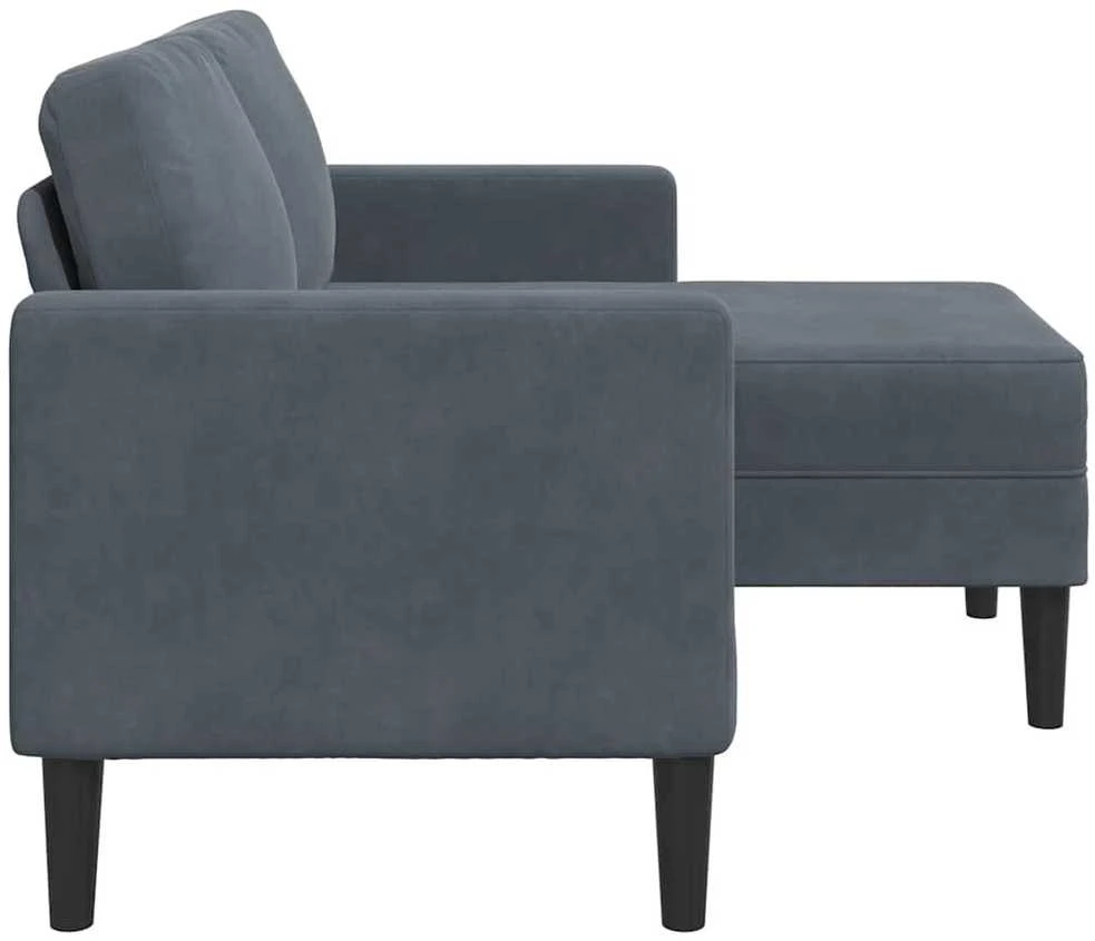 dvivietė sofa su gultu L formos tamsiai pilka 125 cm aksomas