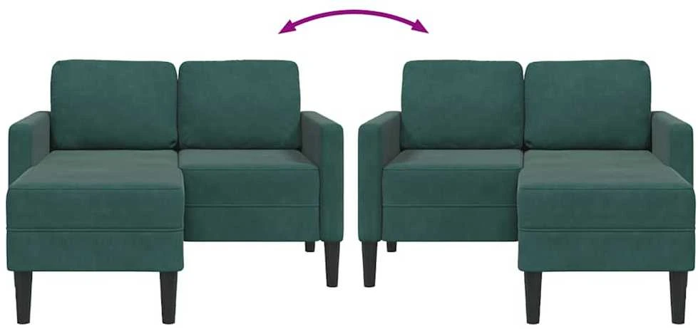 dvivietė sofa su gultu L formos tamsiai žalia 125 cm aksomas