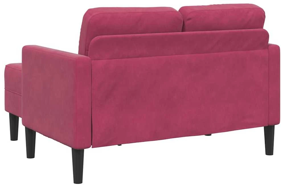 dvivietė sofa su gultu L formos vyno raudona 125 cm aksomas