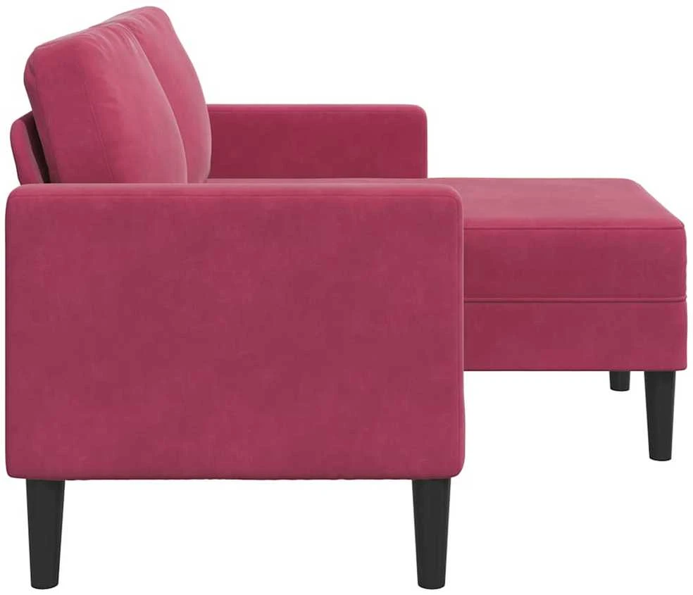 dvivietė sofa su gultu L formos vyno raudona 125 cm aksomas