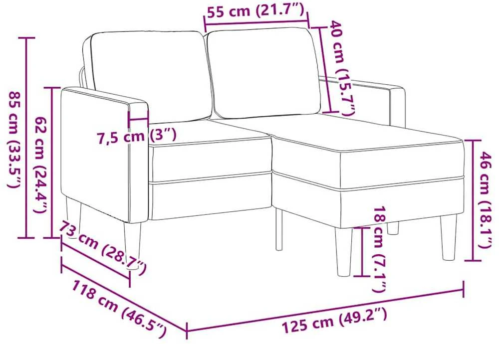 dvivietė sofa su gultu L formos vyno raudona 125 cm aksomas