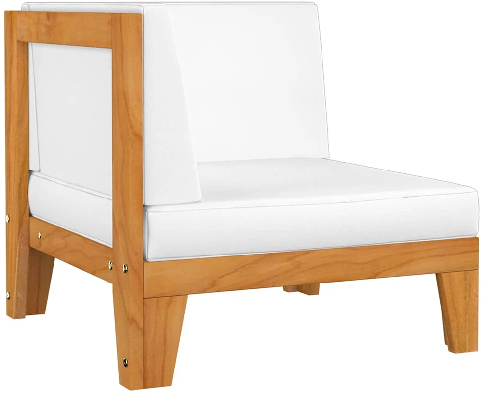 Dvivietė sofa su kreminėmis pagalvėlėmis, akacijos masyvas