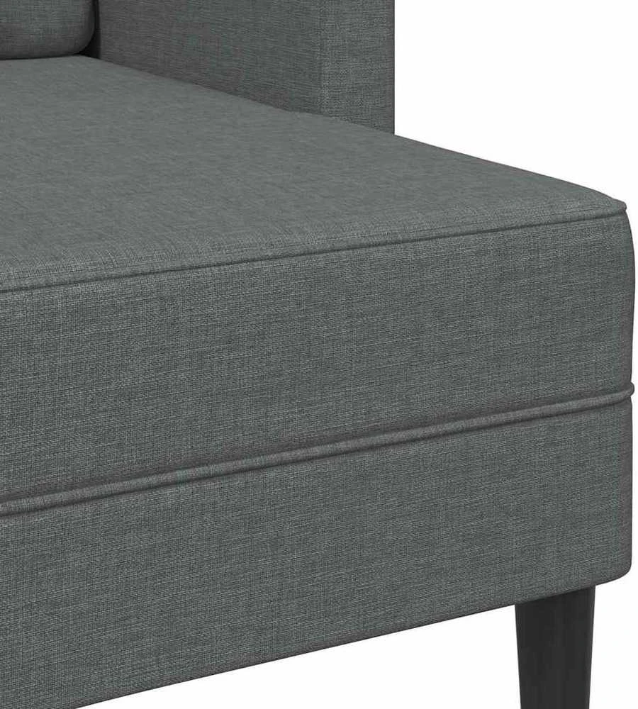 Dvivietė sofa su šezlongu, L formos, tamsiai pilka, 125 cm, audinys