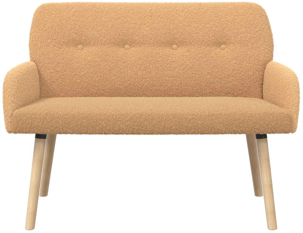 Dvivietė sofa su medžio masyvo kojelėmis Smėlio Bouclé
