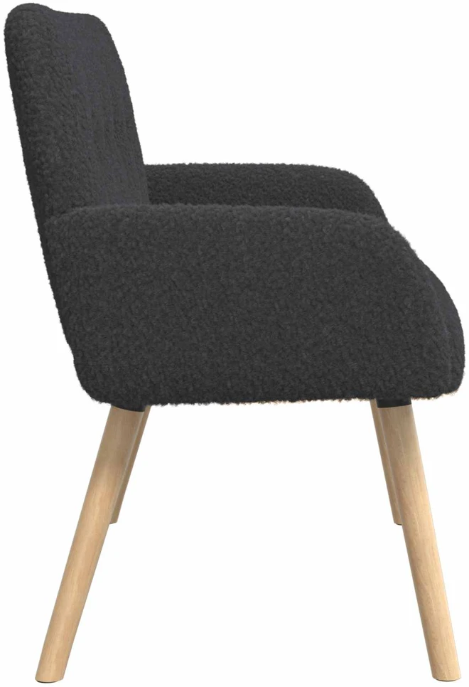 Dvivietė sofa su medžio masyvo kojelėmis Tamsiai pilka Bouclé