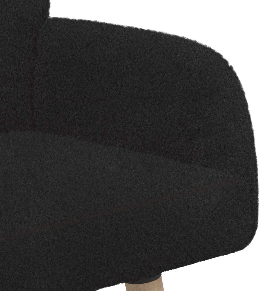 Dvivietė sofa su medžio masyvo kojelėmis Juoda Bouclé