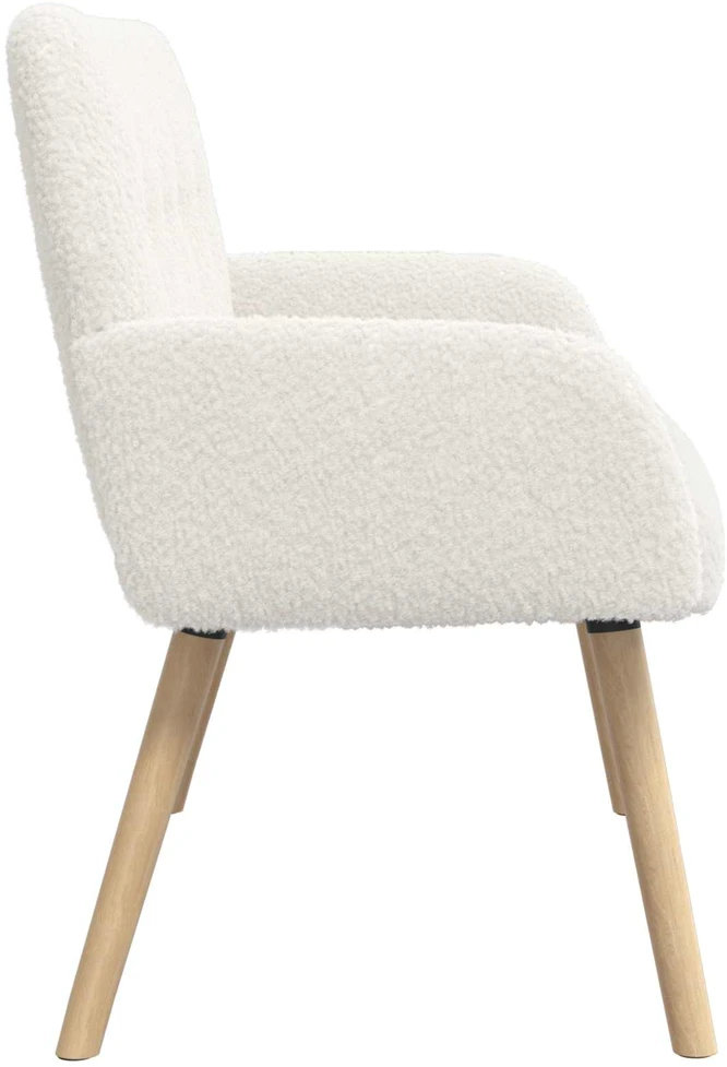 Dvivietė sofa su medžio masyvo kojelėmis Kreminė Bouclé