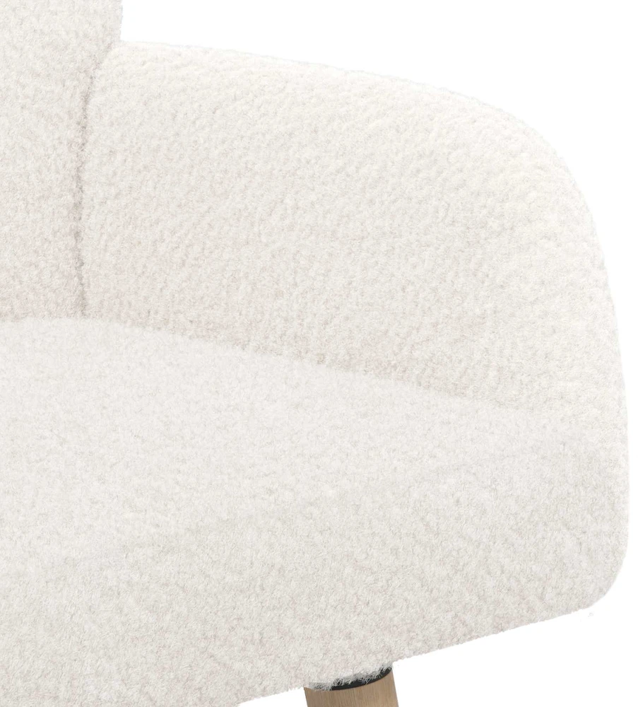 Dvivietė sofa su medžio masyvo kojelėmis Kreminė Bouclé