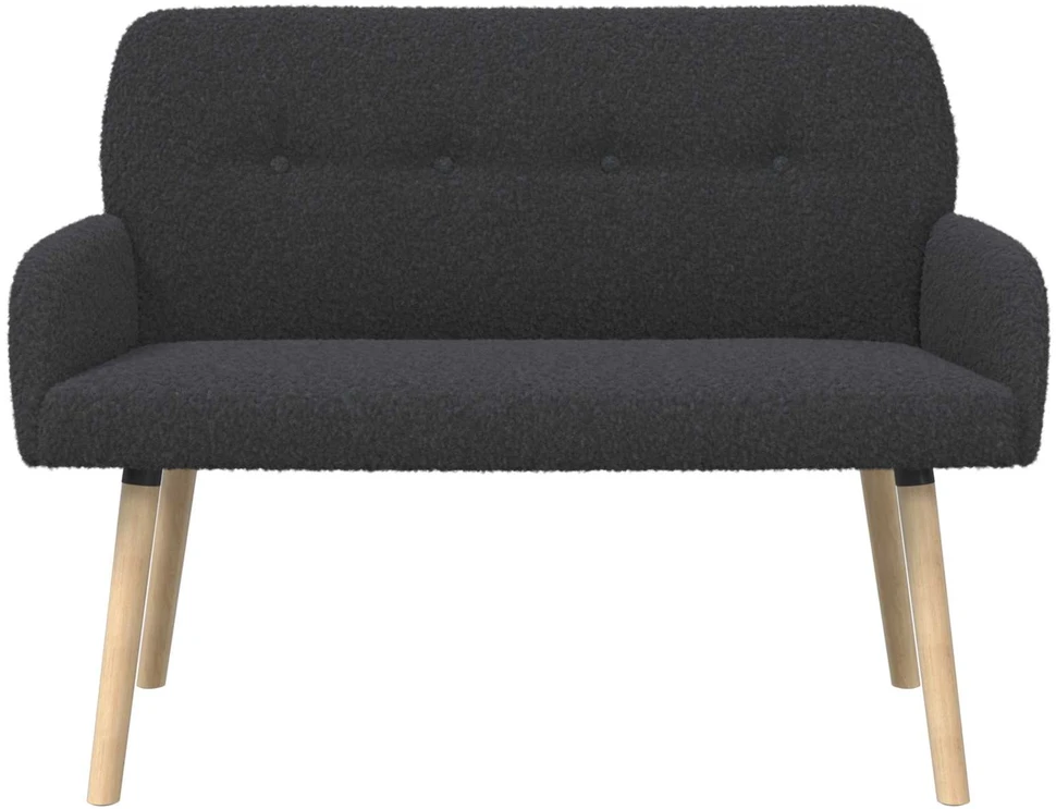 Dvivietė sofa su medžio masyvo kojelėmis Tamsiai pilka Bouclé